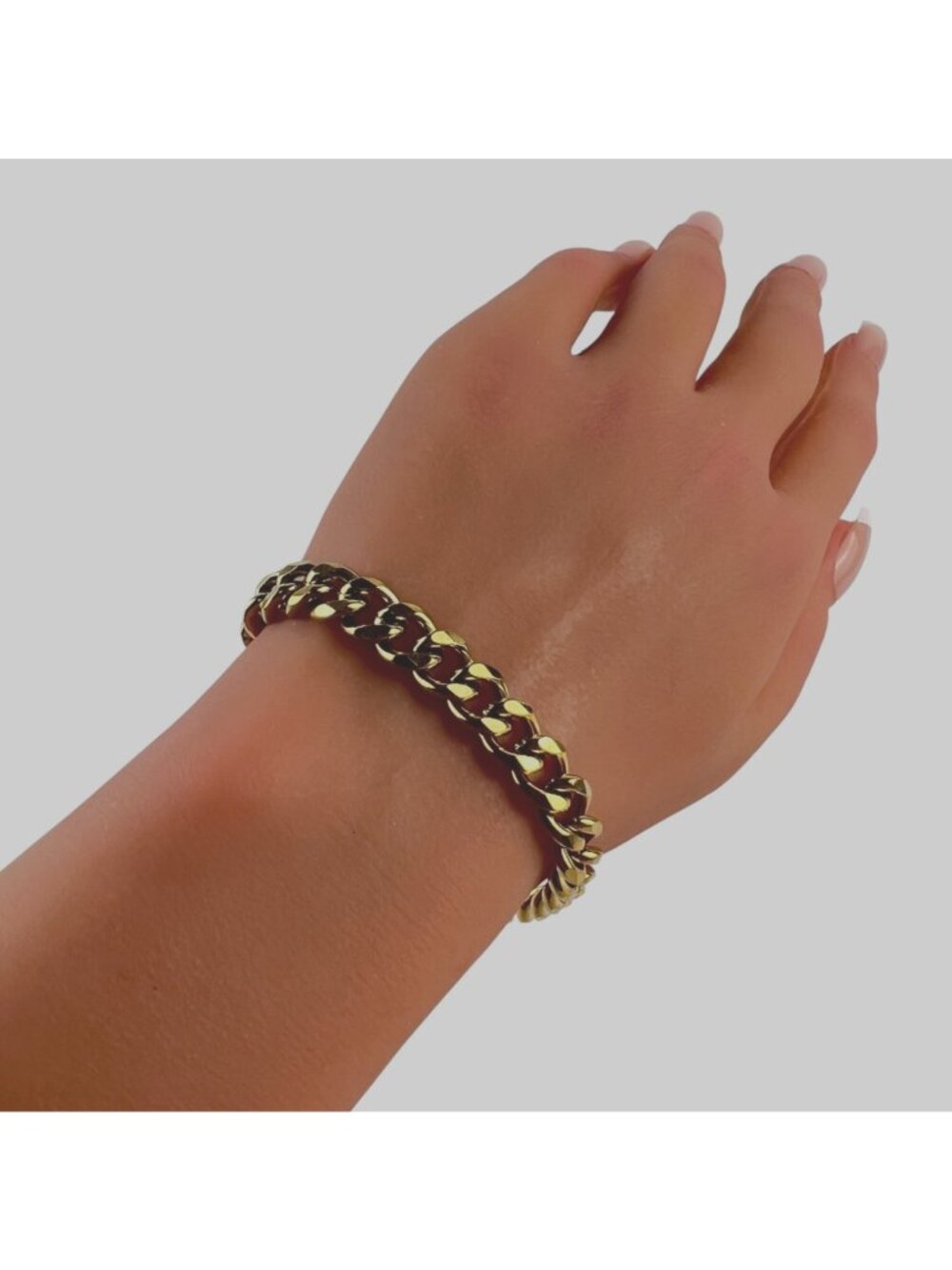 Gold Tone Cuban Link Bracelet Adjustable 7" + 1.5" Extension Chain 8mm Wide